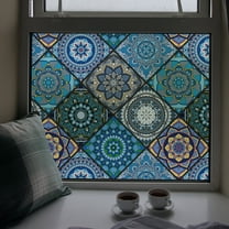 DKTIE 17.7" x 78.7" Static Cling Window Film - Reusable Sun Blocking & UV Protection Window Tint with Installation Tools for Home, Office and Car Windows, The Pattern Is Exquisite and Beautiful.