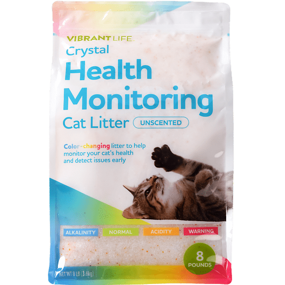 Vibrant Life Crystal Health Monitoring Cat Litter, Unscented, 8 lb