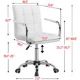 White Desk Chairs with Wheels/Armrests Modern PU Leather Office Chair