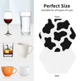 thumbnail image 6 of Rateoe Cow Print Black White Drawing Drink Coasters Set of 4 Leather Coasters Spill Protection for Table Desk,Durable and Non Slip Leather Coaster ,4 Inches Drink Mats-Hexagon, 6 of 6