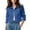 Dark Blue, variant on Women's Cropped Denim Jackets Basic Lapel Button Down Stretch Fitted Long Sleeves Fashion Solid Y2K Streetwear Jean Jackets Pink XXL