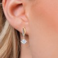 thumbnail image 3 of Gem Stone King 925 Silver and 10K Yellow Gold White Moissanite and White Lab Grown Diamond Dangle Earrings for Women | 1.65 Cttw | Gemstone Birthstone | Princess 5MM, 3 of 6