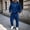 Blue, variant on WIZUTIZ Men's Winter Set Solid Color Hooded Sweatshirt Long Sleeve Zippered Pocket Top Elastic Waist Cuffed Sweatpants Two-Piece Outfit Polyester for Outdoor Sports Daily Casual Mens Fashion