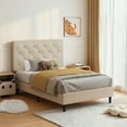 thumbnail image 6 of 4 EVER WINNER Twin Size Upholstered Platform Bed Frame with Headboard, Cream, 6 of 7