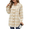 thumbnail image 4 of UVN Flannel Plaid Shirts for Women Shacket Jacket Long Sleeve Button Down Shirt Coats Top, 4 of 9
