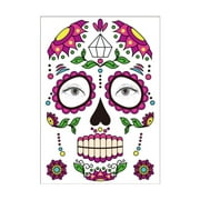 Temporary Face Makeup Stickers Day Of The Dead Sugar Flower Black Internet Red Rose Full Face Stickers Home Party Supplies