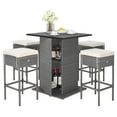 thumbnail image 2 of Gymax 5PCS Wicker Bar Table Set w/ Hidden Storage Shelves Bar Table Stools Patio, 2 of 9