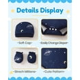 thumbnail image 6 of KIMI BEAR Newborn Baby Boys Layette Gift Set 6-9 Months Summer Outfits 4 Packs Short Sleeves Romper Top + Pants + Hats + Gloves 16pcs Blue, 6 of 7