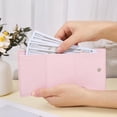 thumbnail image 3 of Carteras de cuero sintético rosa para mujer, billetera triple, mini billetera rectangular con bolsillo y botón a presión, billetera compacta con ranura para efectivo y tarjeteros., 3 of 9