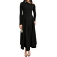 thumbnail image 2 of Women'S Fall Long Sleeve Wedding Guest Dresses One Shoulder Elegant Formal Pleated Midi Maxi Dress Black S, 2 of 8