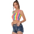 thumbnail image 1 of Camiseta sin mangas Allegra K Cuello En U Rayas arcoíris Multicolor L, 1 of 4