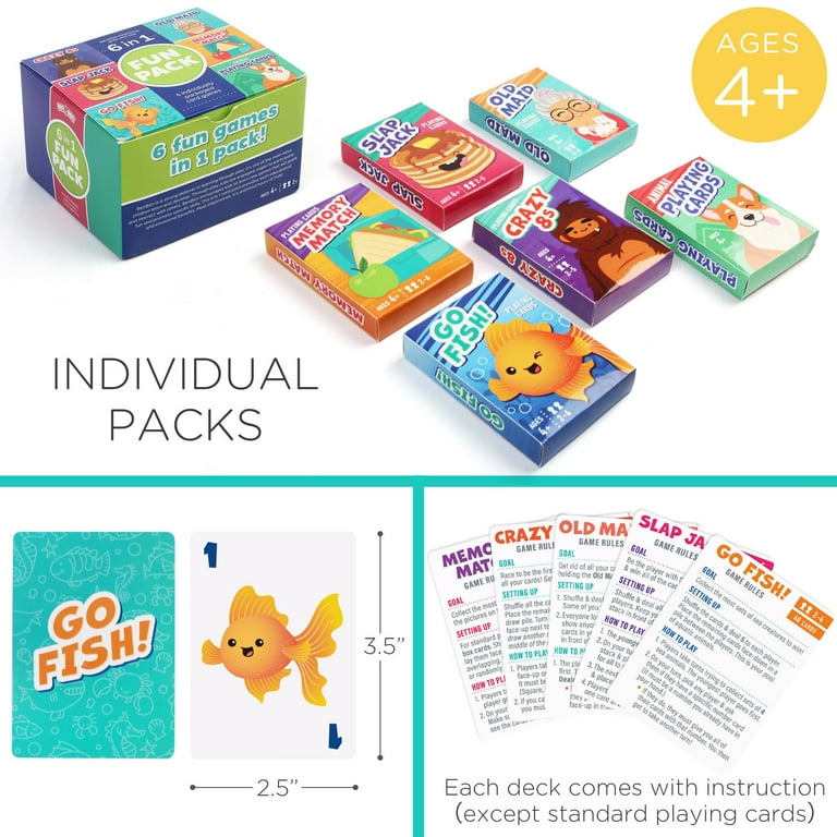 LotFancy Kids Card Games, 6 Decks, Include Go Fish, Old Maid