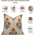 thumbnail image 4 of Fabdivine Block Print Throw Pillow Cover, 22x22 Inch Thick Linen Vintage Cushion Cover, Floral Print Boho Design Mustard Pillow Cover for Sofa and Couch, 4 of 5