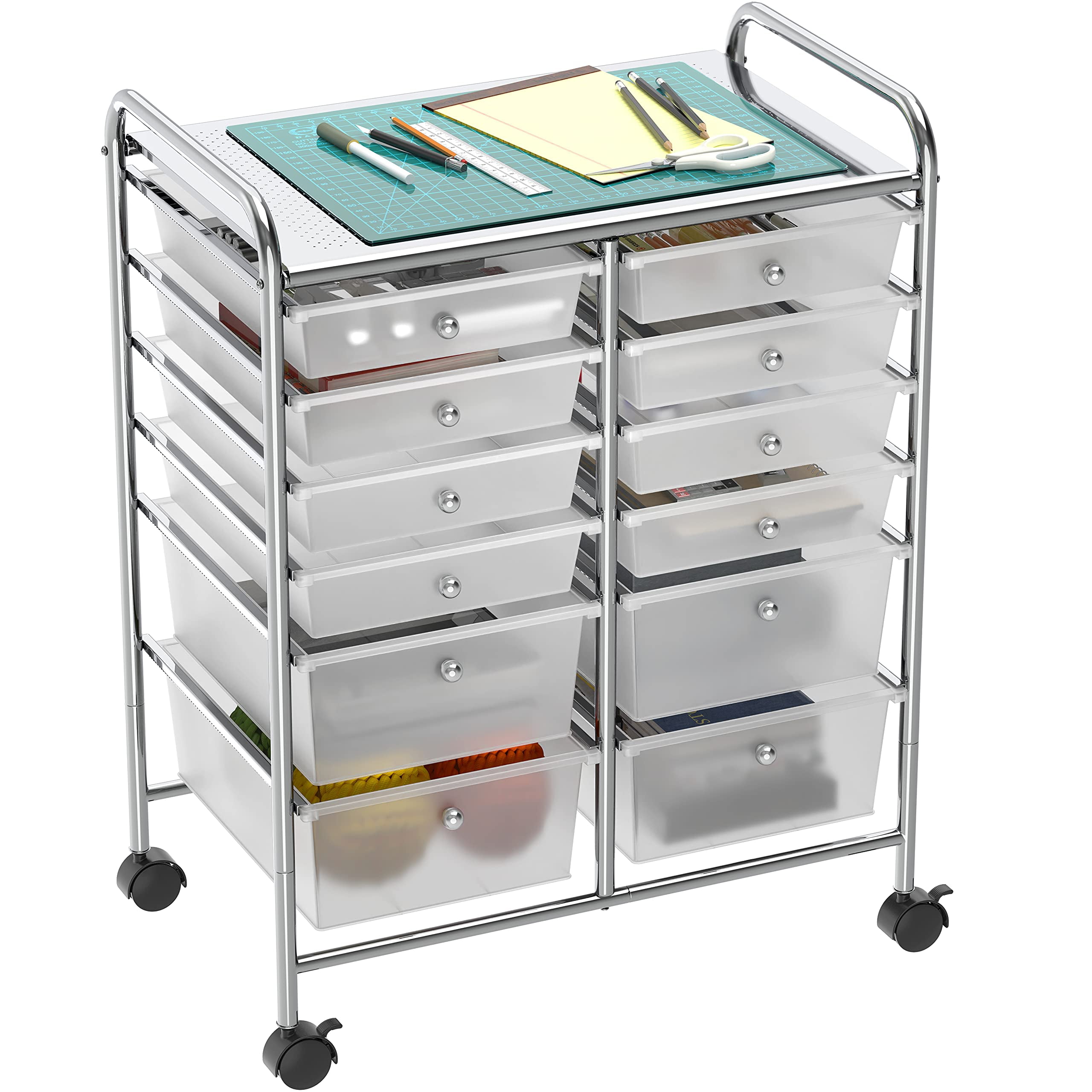 Simple Houseware Utility Cart with 12 Drawers Rolling Storage Art Craft Organizer on Wheels 