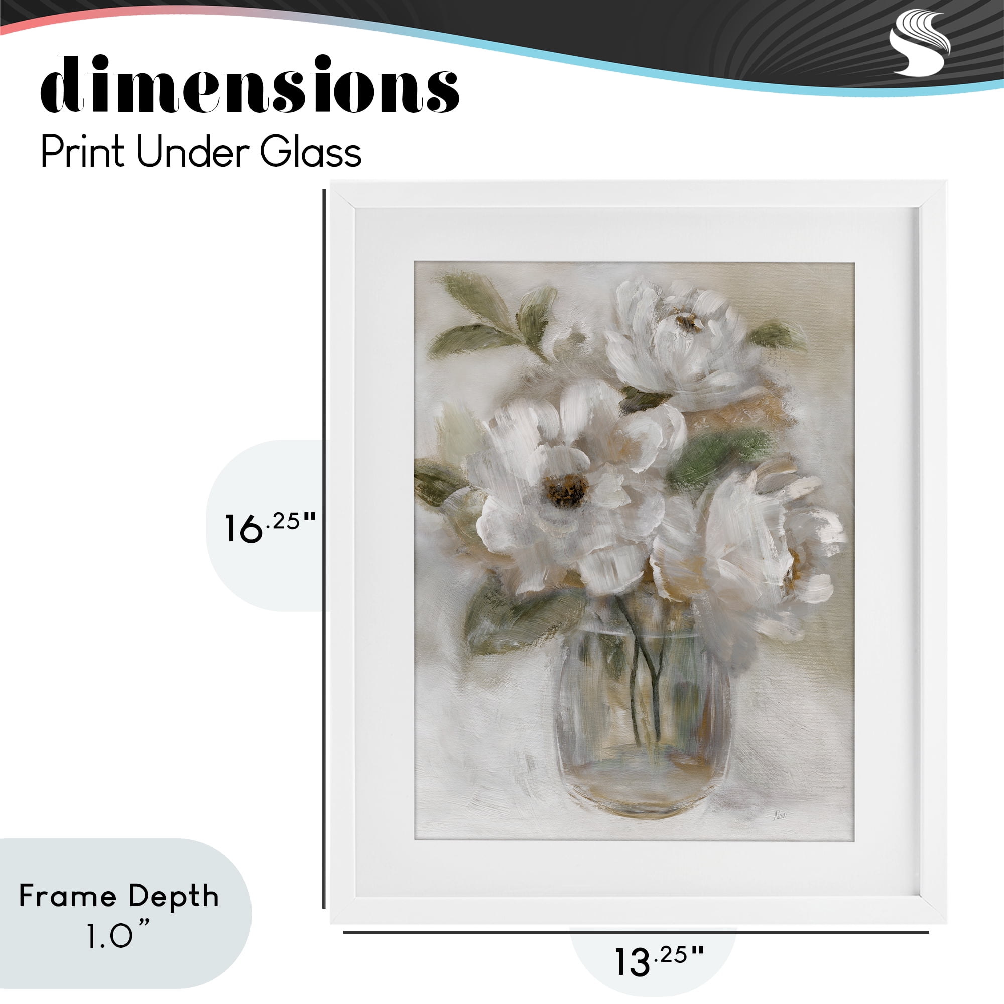 Stupell Industries Brushed Neutrals Bouquet White Framed Print Under Glass, design by Nan