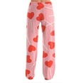 thumbnail image 5 of UoCefik Valentines Women's Pajamas Love Heart Print Graphic Wide Leg Pajama Pants Comfy Sleep Pj Bottoms Plus Size Drawstring High Waist Sweatpants Winter Lounge Pants Gym Hot Pink 3XL, 5 of 7