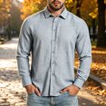 thumbnail image 2 of LODIENY Men's Stretch Wrinkle Free Dress Shirt Long Sleeve Collared Button Down Shirts Regular Fit Wedding Work Blouses Navy XL, 2 of 7