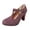 Wine, variant on Women T-Strap High Heels Fashion Platform Round Toe Adjustable Strap Pumps Leather Summer Sweet Dress Shoes Wine Size 7.5
