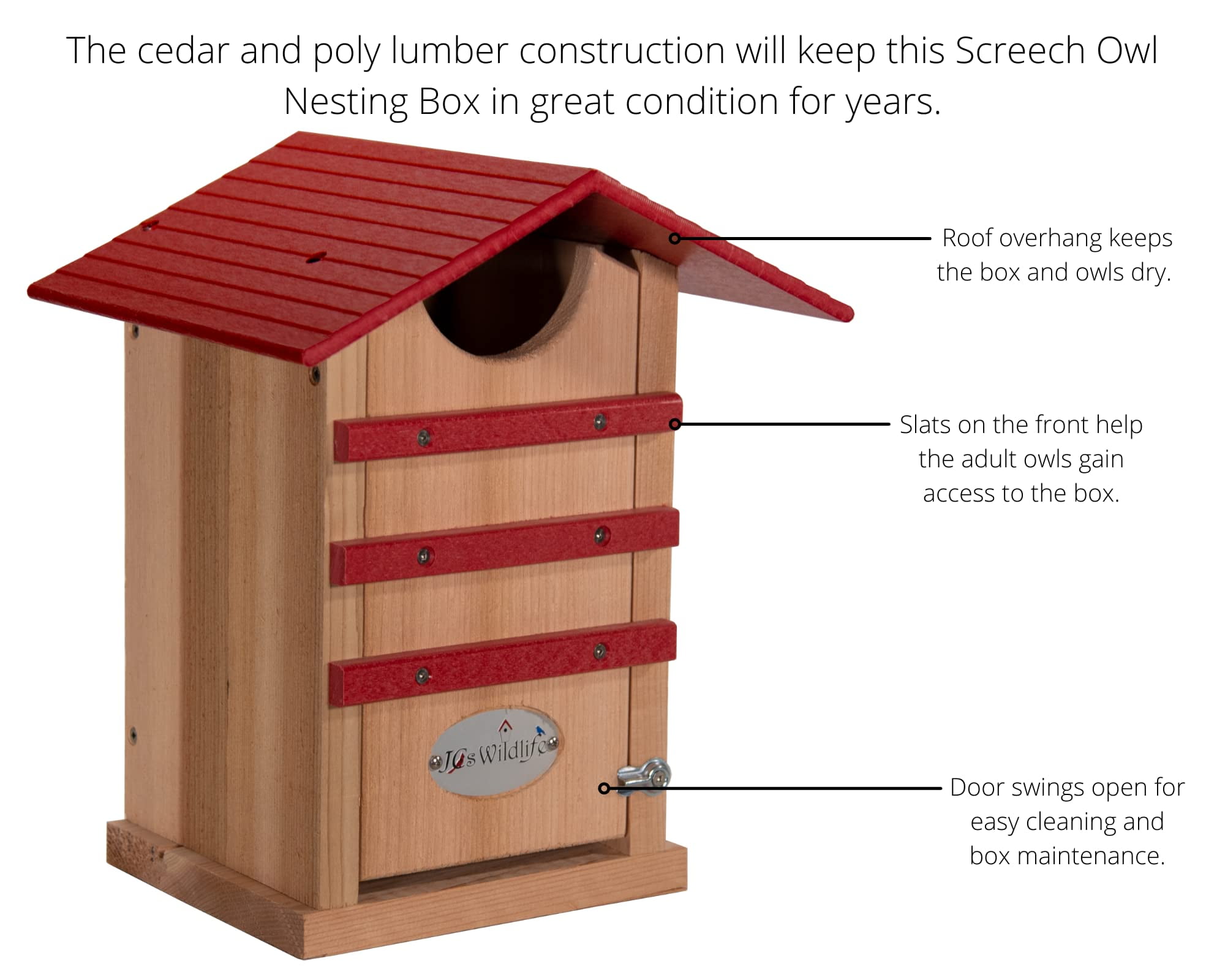 Cedar and Poly Screech Owl Nest Box