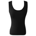 thumbnail image 4 of Tank Top for Women Ladies' Casual Low Round Neck Ribbed Casual T Shirt Sleeveless Elastic And Form Fitting Basic Vest Going Out Tops for Women,Black,L, 4 of 4