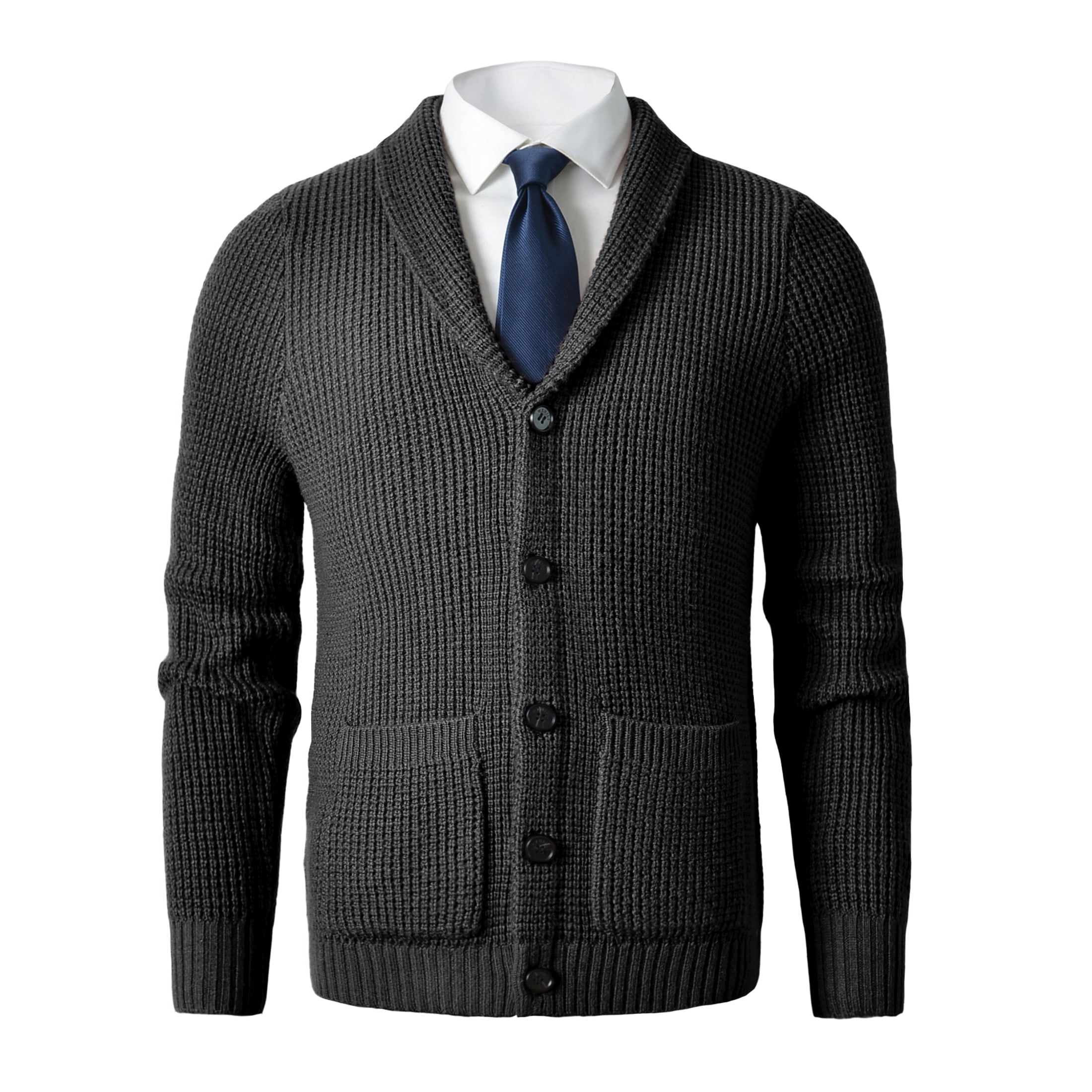 Men's Shawl Collar Cardigan Sweater Button up Merino Wool Sweater ...