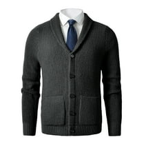 Men's Shawl Collar Cardigan Sweater Button up Merino Wool Sweater
