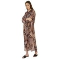 thumbnail image 3 of Moomaya Printed Maxi Shirt Dress For WoMen's&nbsp;Roll&nbsp;Up Sleeves Summer Casual Sheer Sexy Beach Dress, 3 of 7