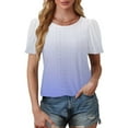 thumbnail image 5 of Otvok Womens Spring Summer Gradient Round Neck Sleeve Short Sleeve Top T-Shirt, 5 of 6