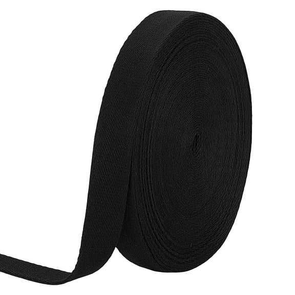 16.40 Yards Cotton Webbing Strap 1 Inch Wide Heavy Duty Black Webbing Tape for Garment Accessories Gift Decoration Bag Handles Making