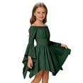 thumbnail image 3 of Ticikt Girl's Puff Sleeve Off Shoulder Ruffle Dress, Long Sleeve Flowy Layered Pirate Dress, 3 of 8