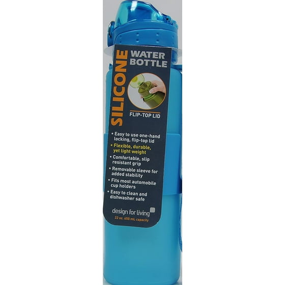 design for living 22 ounce flip top locking lid silicone water