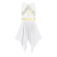 thumbnail image 5 of Haitryli Womens Asymmetrical Liturgical Praise Dance Dress High Low Worship Metallic Color Block Dancewear White M, 5 of 7
