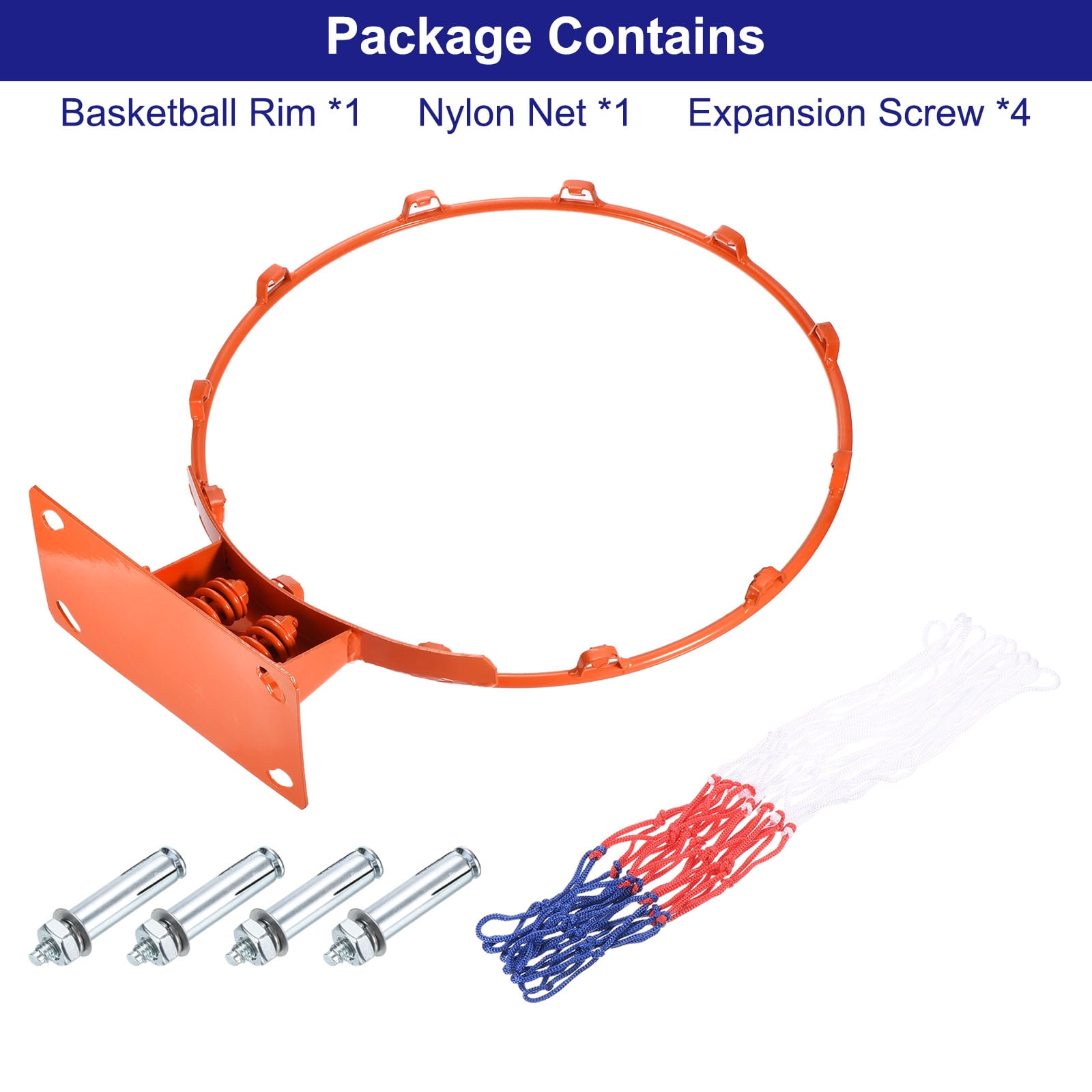 18" Basketball Rim Replacement with Strong Spring for Indoor and Outdoor (Solid Steel)  Orange