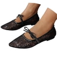 thumbnail image 3 of Women's Spring Ballet Style Flat Shoes Open Toe Pointed Toe Lace Up With Ankle Strap Soft Sole Comfortable Elegant Casual Footwear For Daily Wear Black 37, 3 of 6