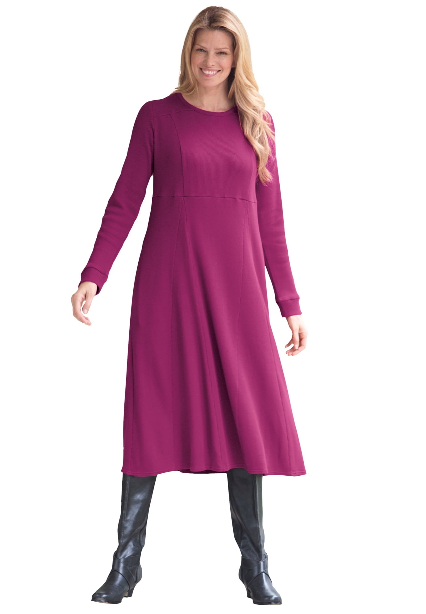 Woman Within Womens Plus Size Thermal Knit A-Line Dress 