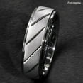 thumbnail image 2 of Tungsten Rings for Men Wedding Bands for Him Womens Wedding Bands for Her 8mm Silver Sandblasted Finish Groove, 2 of 8