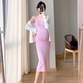 thumbnail image 2 of Vestido de seda helada de punto para mujeres embarazadas de verano de maternidad + traje de dos piezas de cárdigan, 2 of 5
