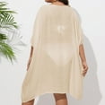 thumbnail image 7 of Beach Cover Ups for Women Top - Soft Crochet Knit Batwing Sleeve Boho Dresses Hollow Out Summer Swimwear Cover Up Beige, One Size, 7 of 7