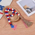 thumbnail image 2 of Guirnalda de cuentas de madera hecha a mano con borla y colgante patriótico de bandera estadounidense, 11 Feliz Sencillez, 2 of 4