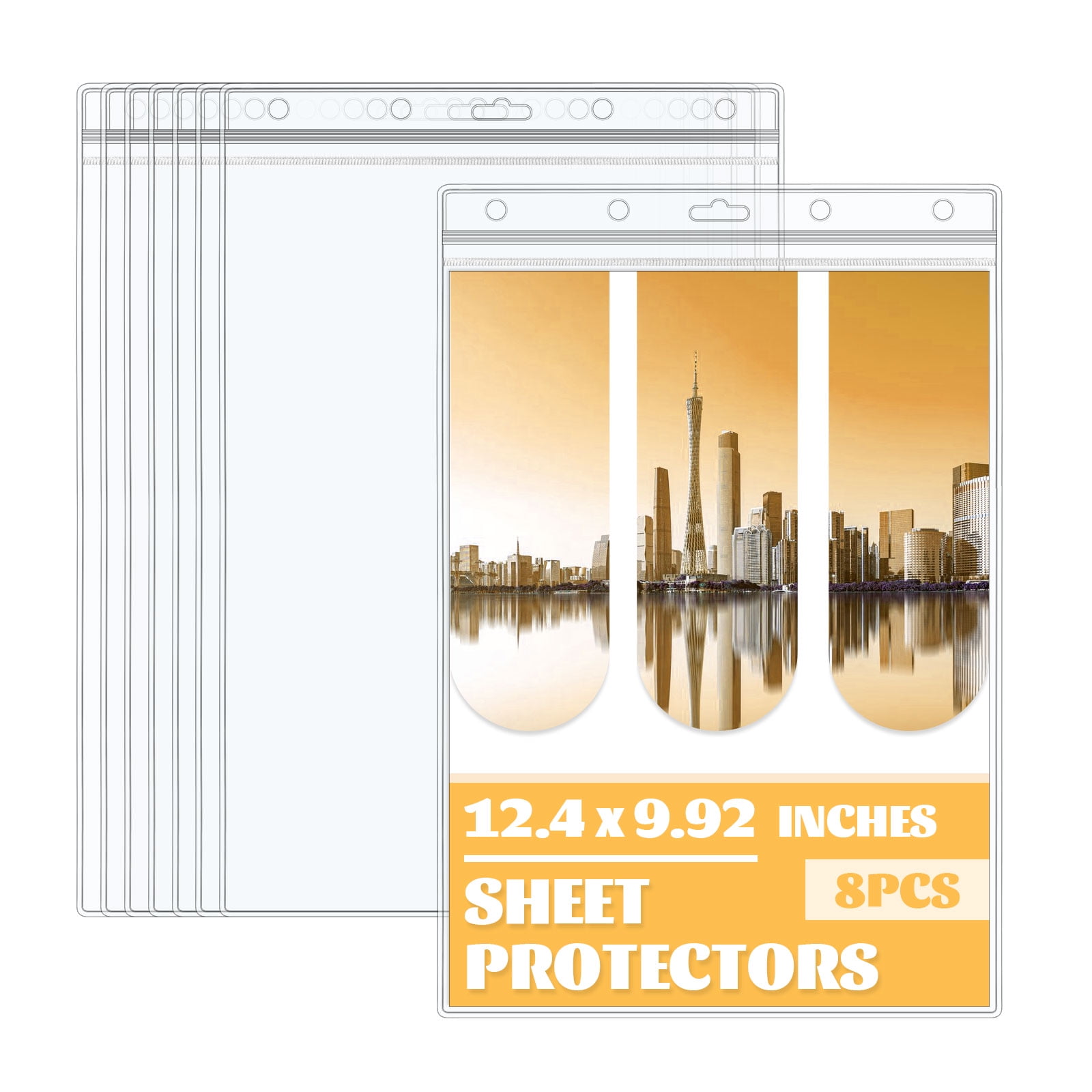 6 Pack Wall Sign Holders For 8.5x11 Paper - Clear Acrylic Sleeves, With Holes Or Tape, For Stores & Offices
