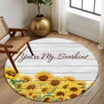 thumbnail image 2 of Large Round Rug 8Ft Washable Non-Slip, Sunflower Circle Area Rugs for Living Room Bedroom, Yellow Summer Botanical Farmhouse Floral Wooden Indoor Floor Mats Carpet Runner for Home Decor, 2 of 8