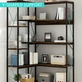 thumbnail image 4 of Walsunny 70" L Shaped Corner Bookshelves Bookcases 5 Tier Wood Bookshelf with Metal Frame Display Rack Rustic Brown, 4 of 7