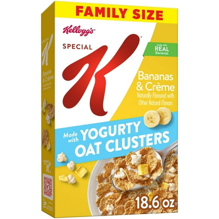 Kellogg's Special K Breakfast Cereal, Fiber Cereal, Family Breakfast, Family Size, Bananas and Creme, 18.6oz Box (1 Box)