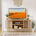 thumbnail image 5 of Brafabhome Oval Boho Natural Rope Woven TV Stand up to 60" TV, Mid-Century Media Console Table with Storage Shelf for Living Room, Modern Entertainment Center for Bedroom | Beige, 5 of 7