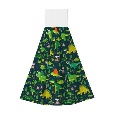 

Wukai Dinosaurs and Tropical Leaves and Flowers Print Kitchen Towels Quick Dry Washcloths Coral Velvet Dishtowels Multipurpose Reusable Cloths Soft Tea Absorbent Cleaning Cloths