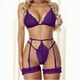 thumbnail image 3 of Gibobby Conjunto de lencería Sexy Conjunto de Lencería de Malla, Conjunto de Lencería Elegante para Dama para Noche de Bodas(Morado, M), 3 of 3