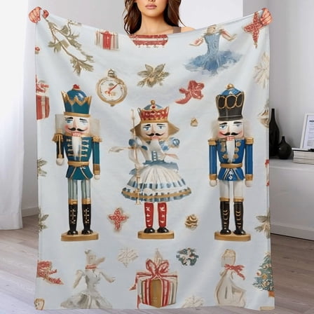 RKSupls Christmas Throw Blanket,Soft Warm Fannel Watercolor Nutcracker Blankets Gift for Home Bed Sofa Couch Decor,30x40 in