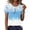 #447-Light Blue, variant on Roncen Short Sleeve Shirts for Women Pleated Crewneck Cute Blouses Dressy Casual Elegant Tops Loose peasant Summer T-Shirts