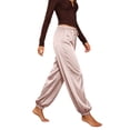 thumbnail image 6 of TEAJOPSUU Women's Silky Satin Joggers Drawstring Elastic Waist Side Pants with Pockets Elegant Lounge Tapered Legs Pants Pink, 6 of 9