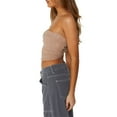 thumbnail image 5 of Coduop Women Twist Front Knitted Tube Top Strapless Solid Ruched Rib-Knit Crop, 5 of 8